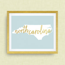 North Carolina Art Print, option of Gold Foil Lettering