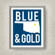 Tulsa Oklahoma Art Print, Blue & Gold, option of Gold Foil Print