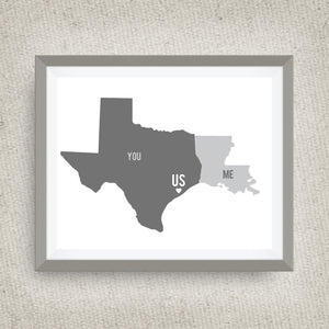 Custom Art Print - Multi-state or country print --show all of your homes! Custom Family Art