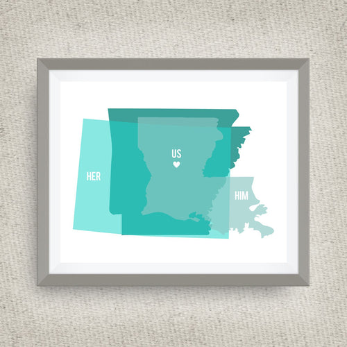 Custom Art Print - Multi-state or country print --show all of your homes! Custom Family Art