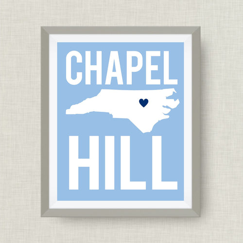 North Carolina Art Print in UNC Colors