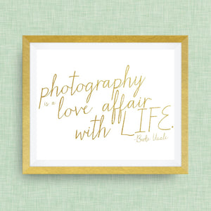 photography print, love affair with life, option of gold foil print