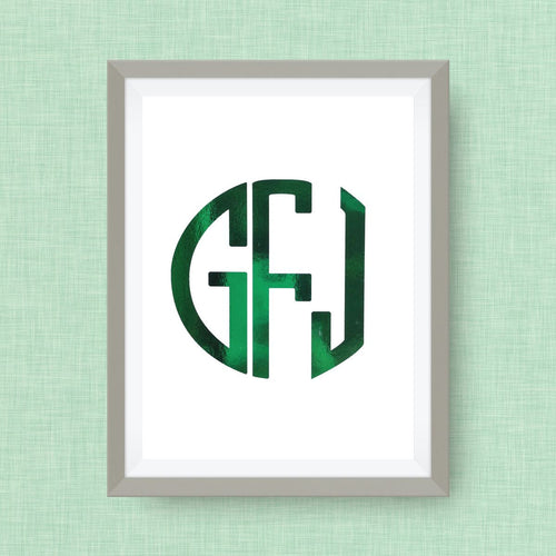 monogram print, option of gold foil or color foil print