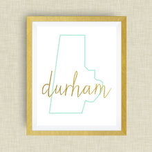 Durham - Durham County - Art Print, NC, option of Gold Foil Print