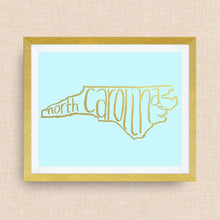 North Carolina Print - hand drawn, hand lettered, Option of Real Gold Foil