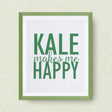 kale makes me happy, kitchen art, option of real gold foil
