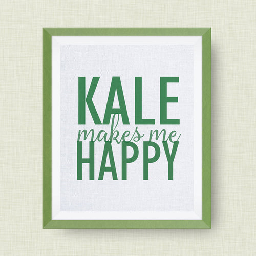 kale makes me happy, kitchen art, option of real gold foil