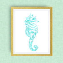 Seahorse Print - Teal  -  Option of Real Gold Foil, Silver Foil - other colors available!
