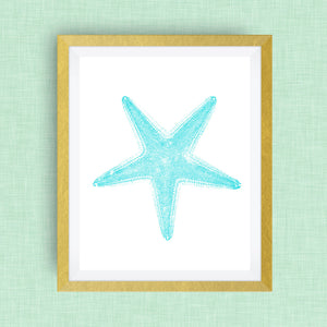 Starfish Print - Teal -  Option of Real Gold Foil, Silver Foil - other colors available!