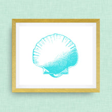 Seahell Print - Teal  -  Option of Real Gold Foil, Silver Foil - other colors available!