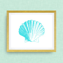 Ridged Shell Print - Teal  -  Option of Real Gold Foil, Silver Foil - other colors available!