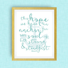 Hope and Anchor Bible Verse -  option of gold foil