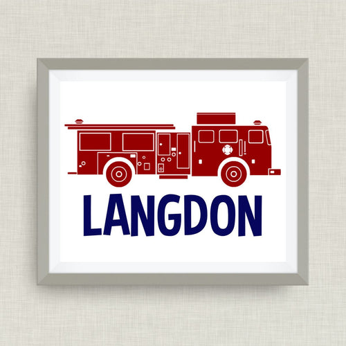 Firefighter Name Art, Custom Name Art - Custom Nursery Art - Pick your colors!