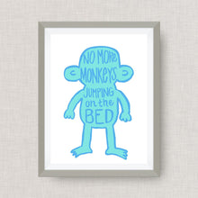 No More Monkeys Jumping on the Bed- Custom Nursery Art - Pick your colors!
