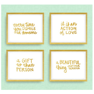 Mother Teresa quote - set of 4 prints - Pick your colors!