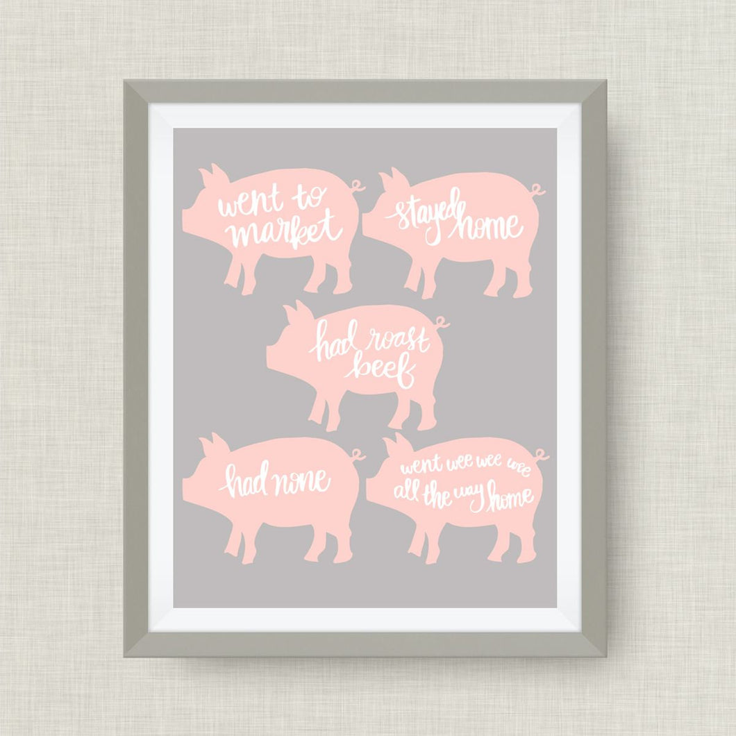 This Little Piggy- Custom Nursery Art - Pick your colors!